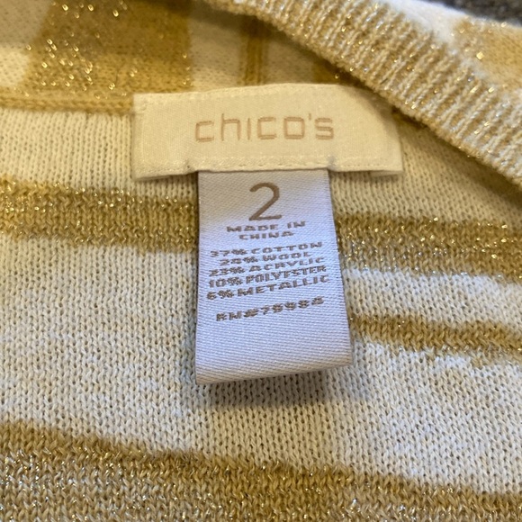Chicos open front cardigan. Size L/12. Chicos size 2. Gold and white glittery. - Picture 14 of 15